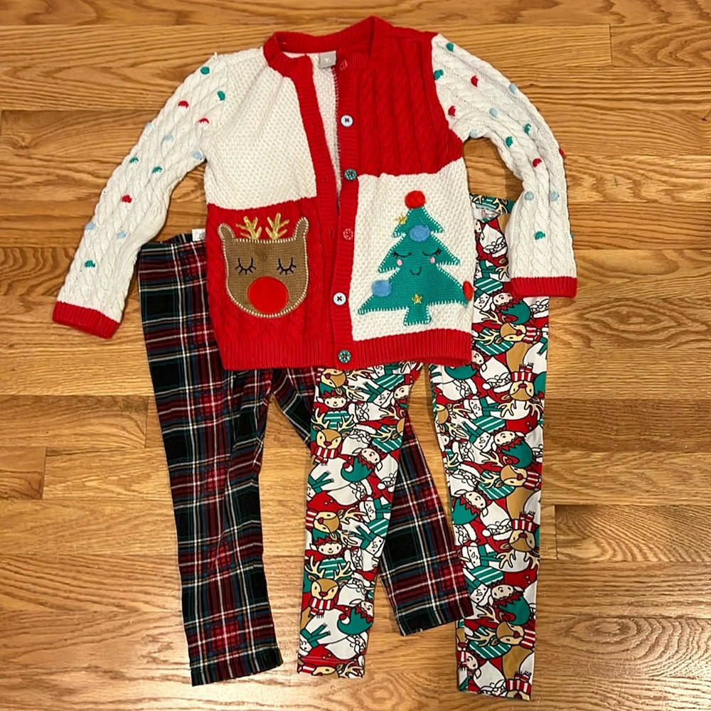 Tu Christmas sweater and leggings. Size 3-5.
